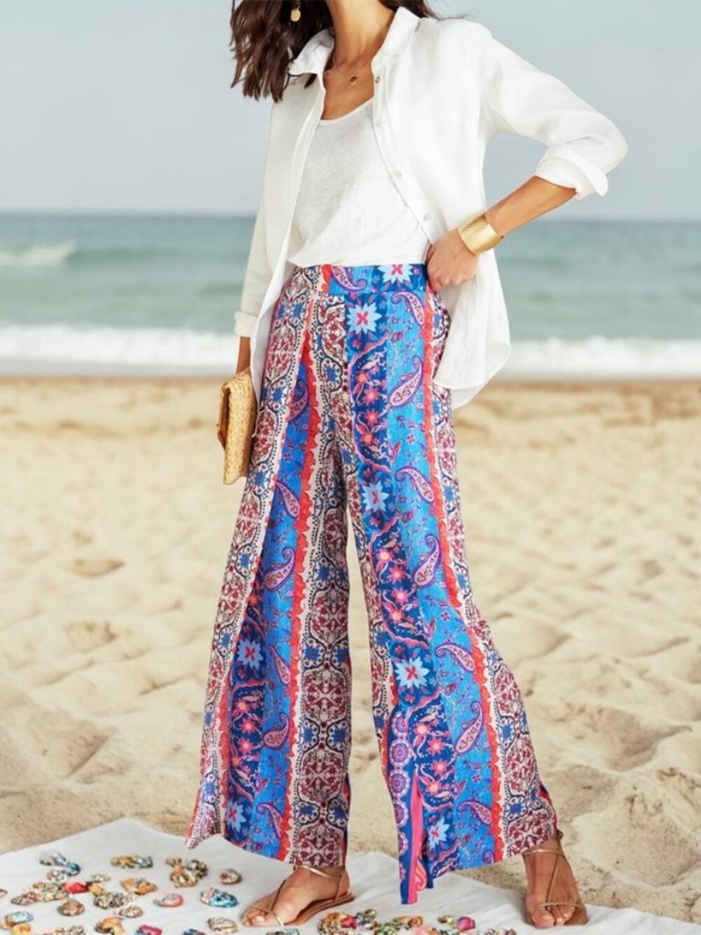 Cool, Breezy & Chic Soft Surroundings Talavera - Pants - Abstract Multi - NWT